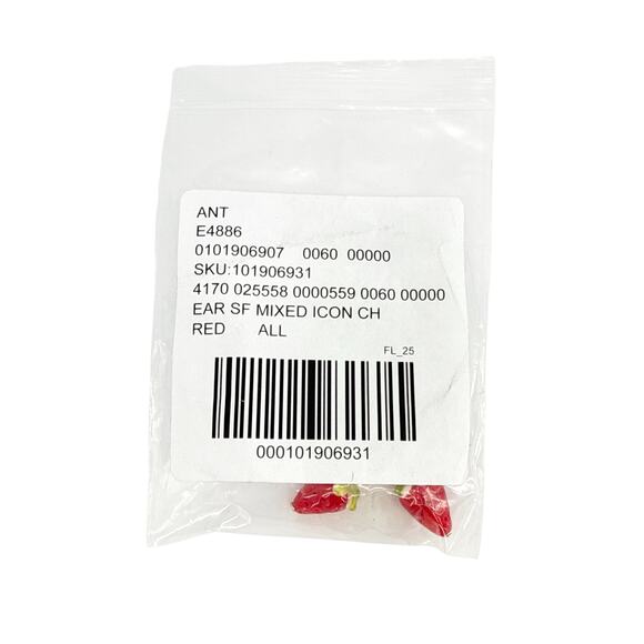 ANTHROPOLOGIE Icon Charm Huggie Hoop Earrings Strawberry - Picture 8 of 9